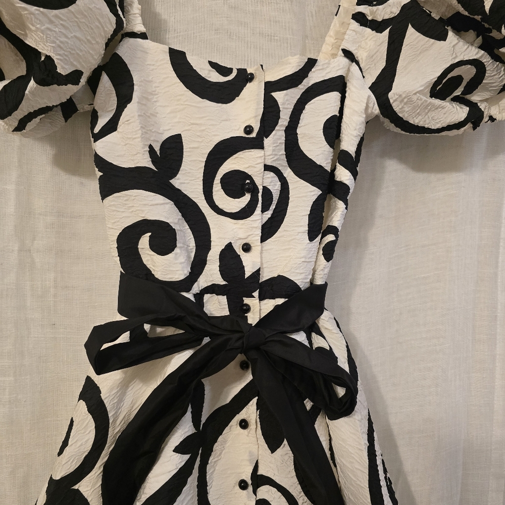 Rodarte 2020 Runway Dress Black And Whote Swirl Design - Picture 8 of 12